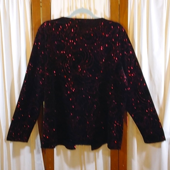 **Notations Sparkling Evening Jacket Top Size 2X Red & Black - Picture 9 of 10
